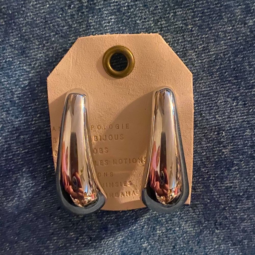 Anthropologie Silver Metal Earrings Brand NEW